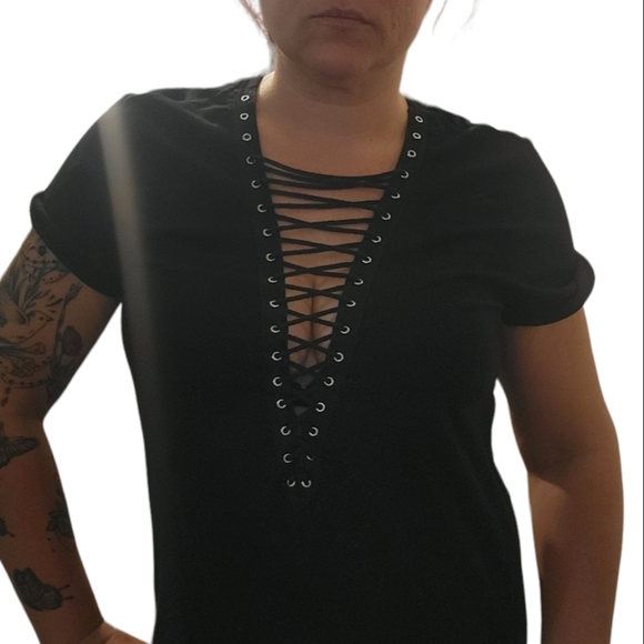 Lace Up TShirt Dress - Picture 2 of 4